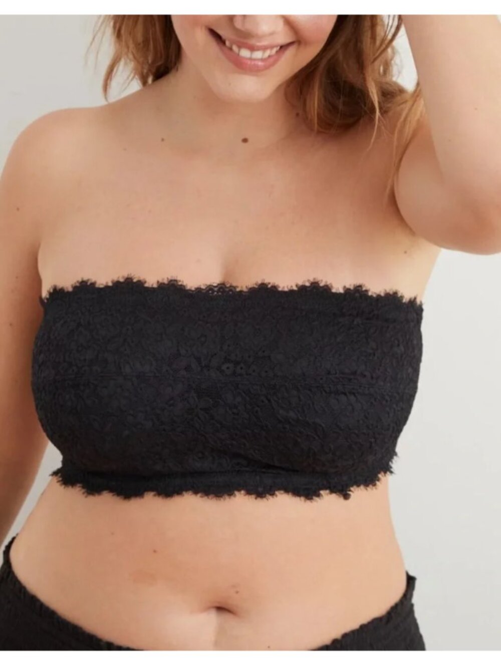 Aerie Eyelash Lace Bandeau Bralette - Black Size 36C
